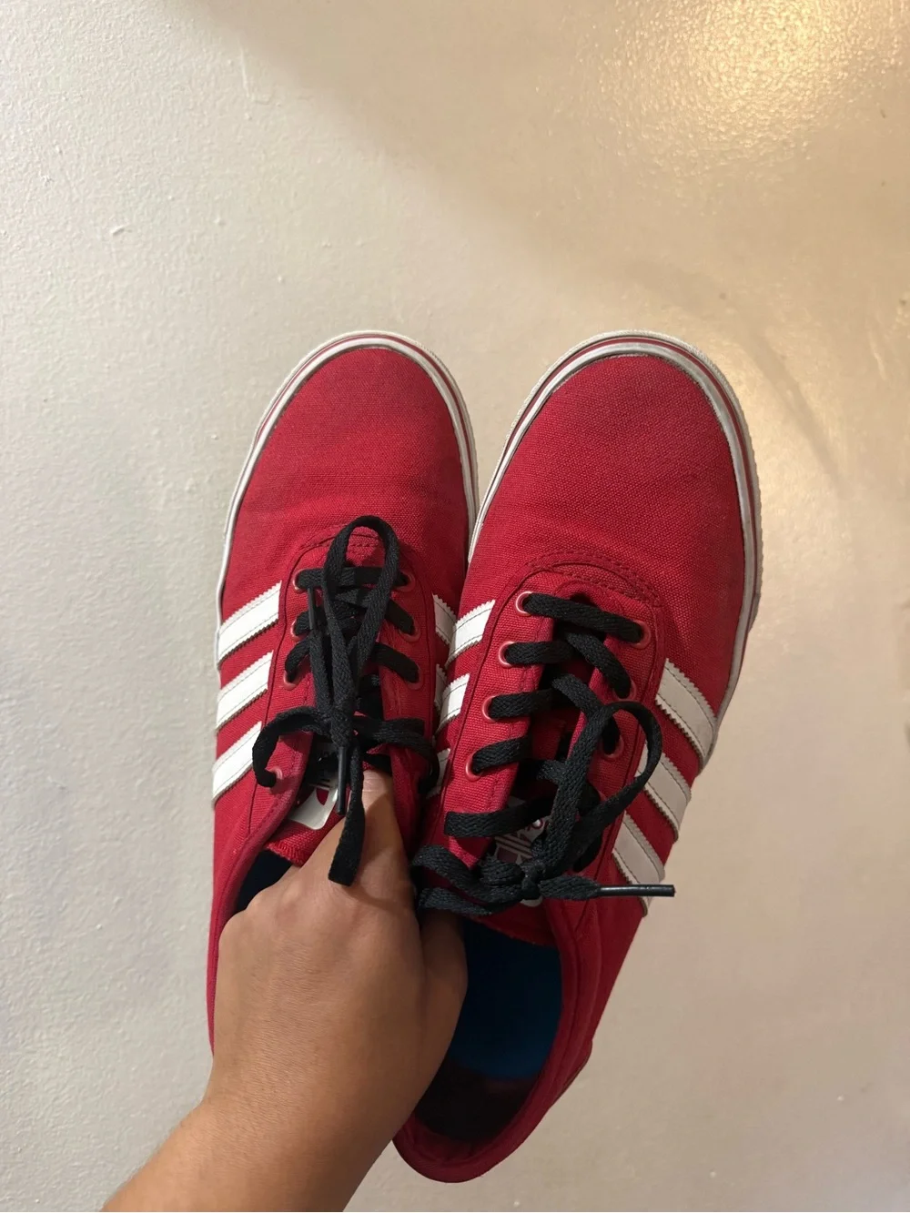 Red Canvas Sneakers with White Stripes